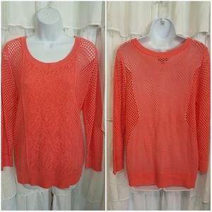 APT.9 Open Knit and Lace Sweater